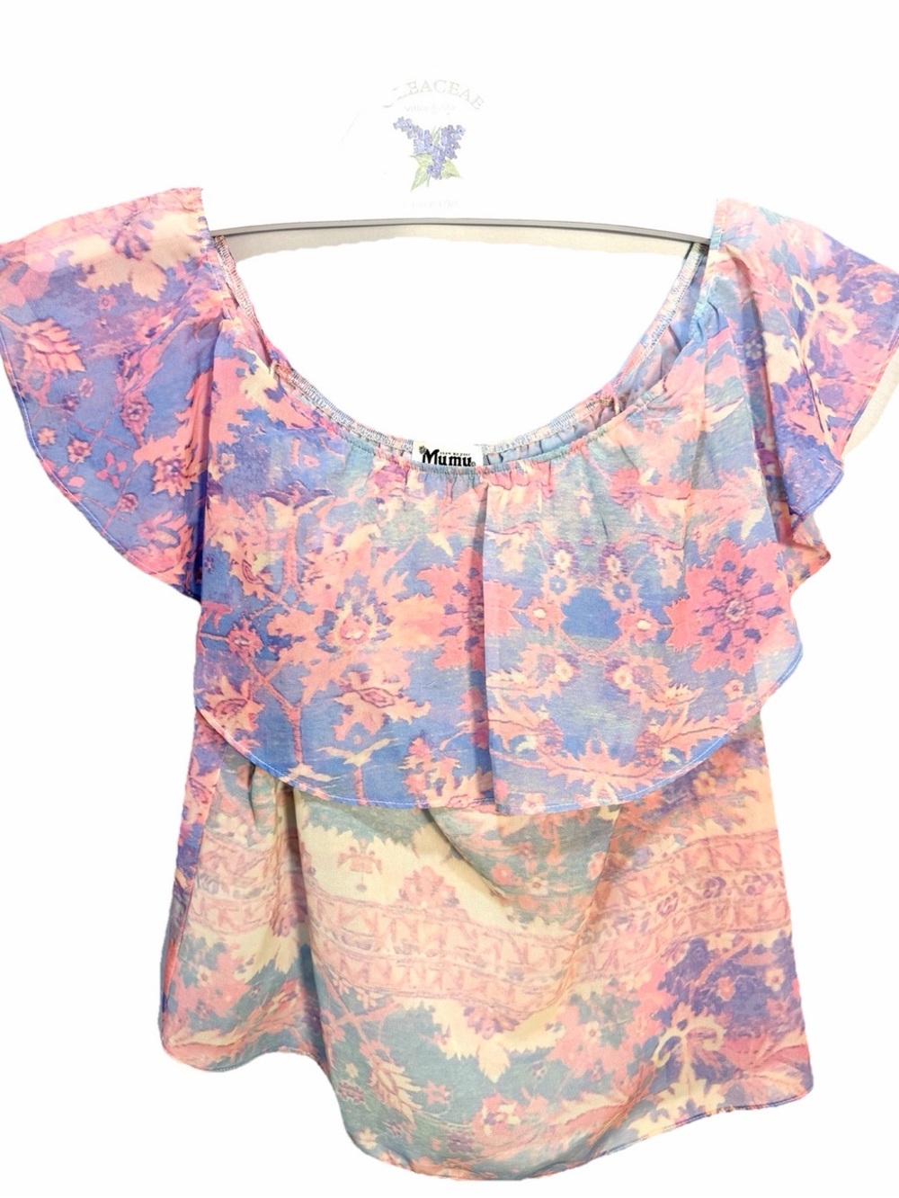Show Me Your Mumu Women’s Off Shoulder Watercolor Floral Chiquita Top Size XS - Picture 6 of 7